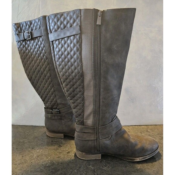 Torrid Wide Calf Stretch & Quilted Over Knee Boots Brown Taupe Womans Size 8.5 W - Picture 3 of 13